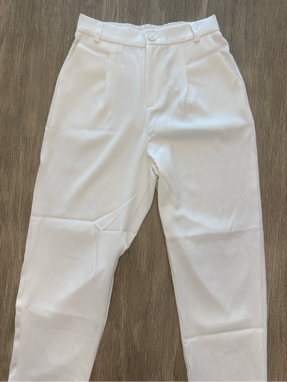 Dazy Creamy White Classic High-Waist Trousers Casual Dress Pants Medium